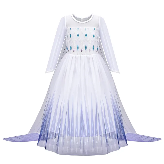 Elsa Anna Princess Dresses Girls Mesh Sequin Dress Kids Cosplay Snow Queen Costumes Halloween Carnival Birthday Party Gowns 2