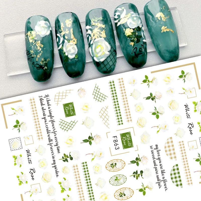 Vibrant Butterfly & Rose Pattern Valentine's Nail Art Stickers