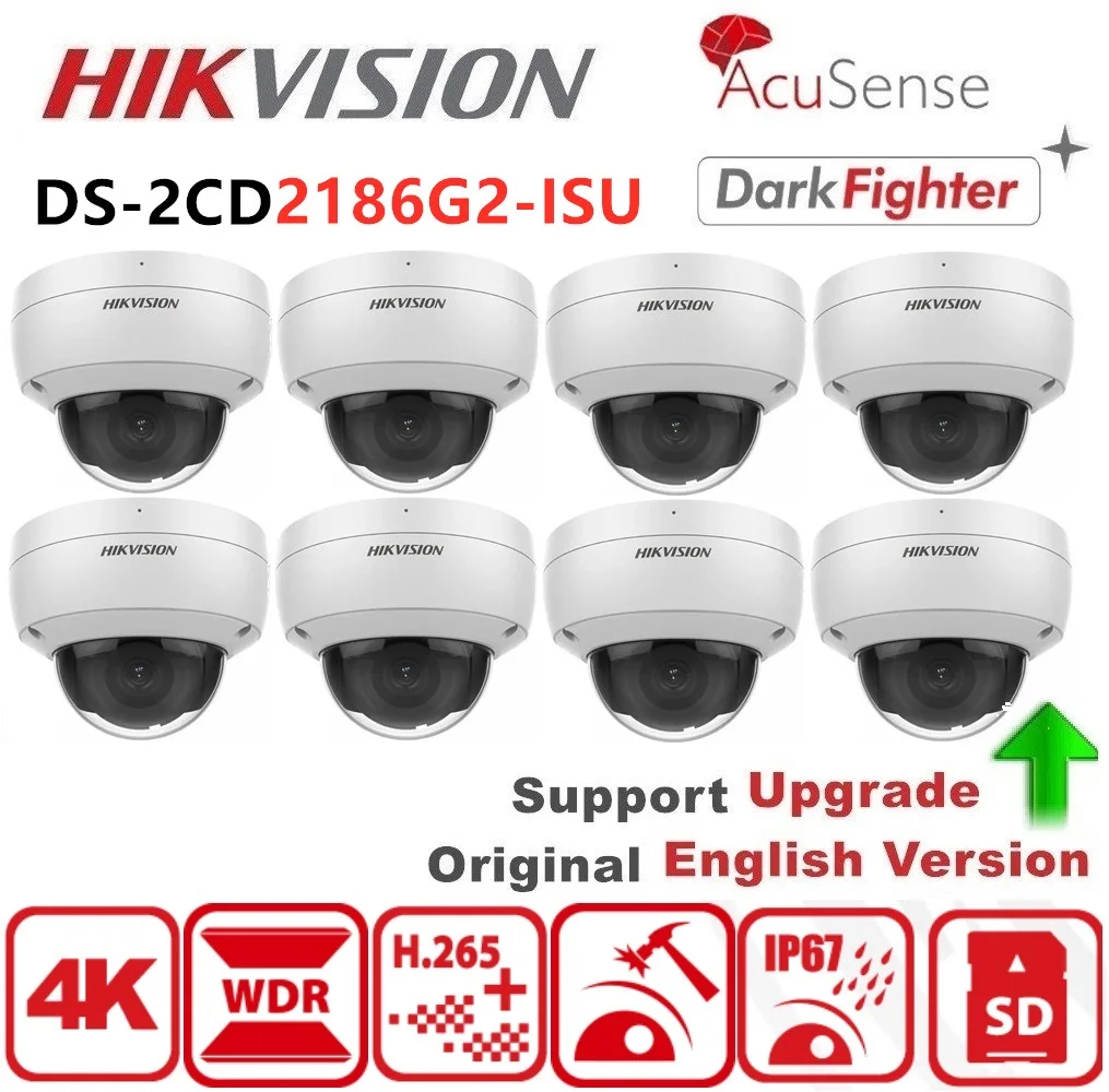 

Hikvision 4K IP Camera DS-2CD2186G2-ISU 4K 8MP Acusense Mic Dome Camera POE CCTV Security H.265 IP67 Darkfighter Whole Sale