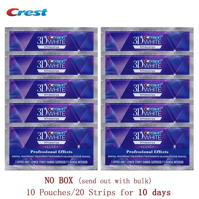 Kit De Blanchiment Dentaire Crest 3D White - 10 Sachets (20 Bandes) - Saveur Menthe - Neuf