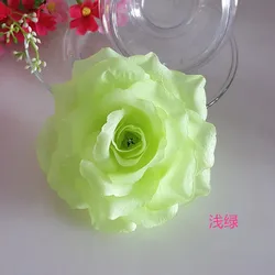 Set of 10 Gold Silk Rose Artificial Flower Heads for Wedding and Home Decor (Light Green)