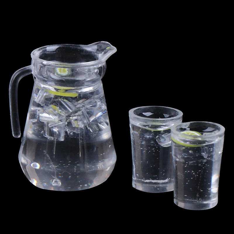 3pc/set Simulation Mini Juice Jug Cup Set Drink Milk Model Toys for Doll House Decoration 1/12 Dollhouse Furniture Accessories 3