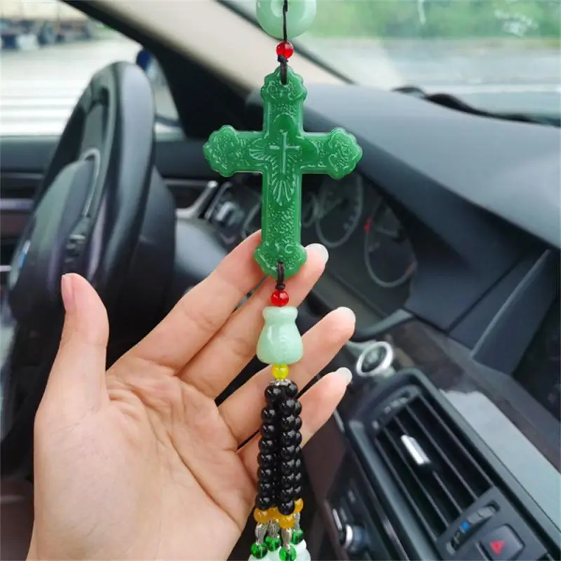 

1pc Crystal Diamond Cross Car Pendant Creative Car Rearview Mirror Ornaments Love And Redemption Car Decoration Accessories