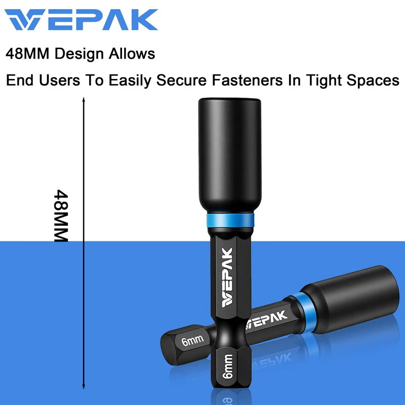 VEPAK VP14806 VP14808 VP14810 마그네틱 슬리브 너트 드라이버 48MM 컴팩트 6MM 마그네틱 육각 핸들 공구 액세서리