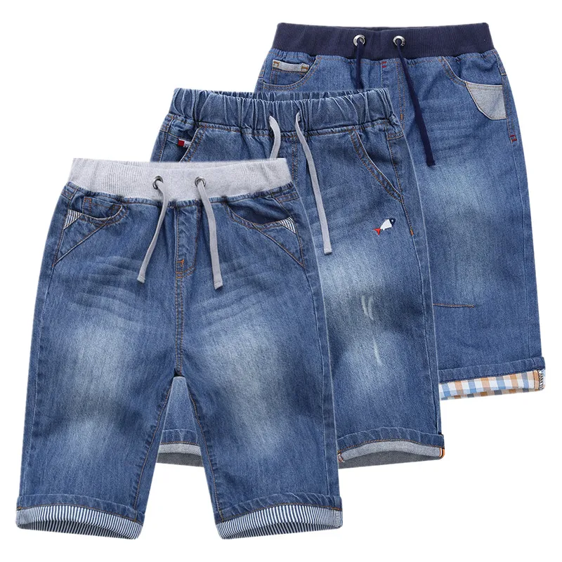 

Kids Stripe Jeans Shorts Summer Drawstring Elastic Waistline Children's Denim Short Pant For Teen Boys Age 2-14 Year Clothes