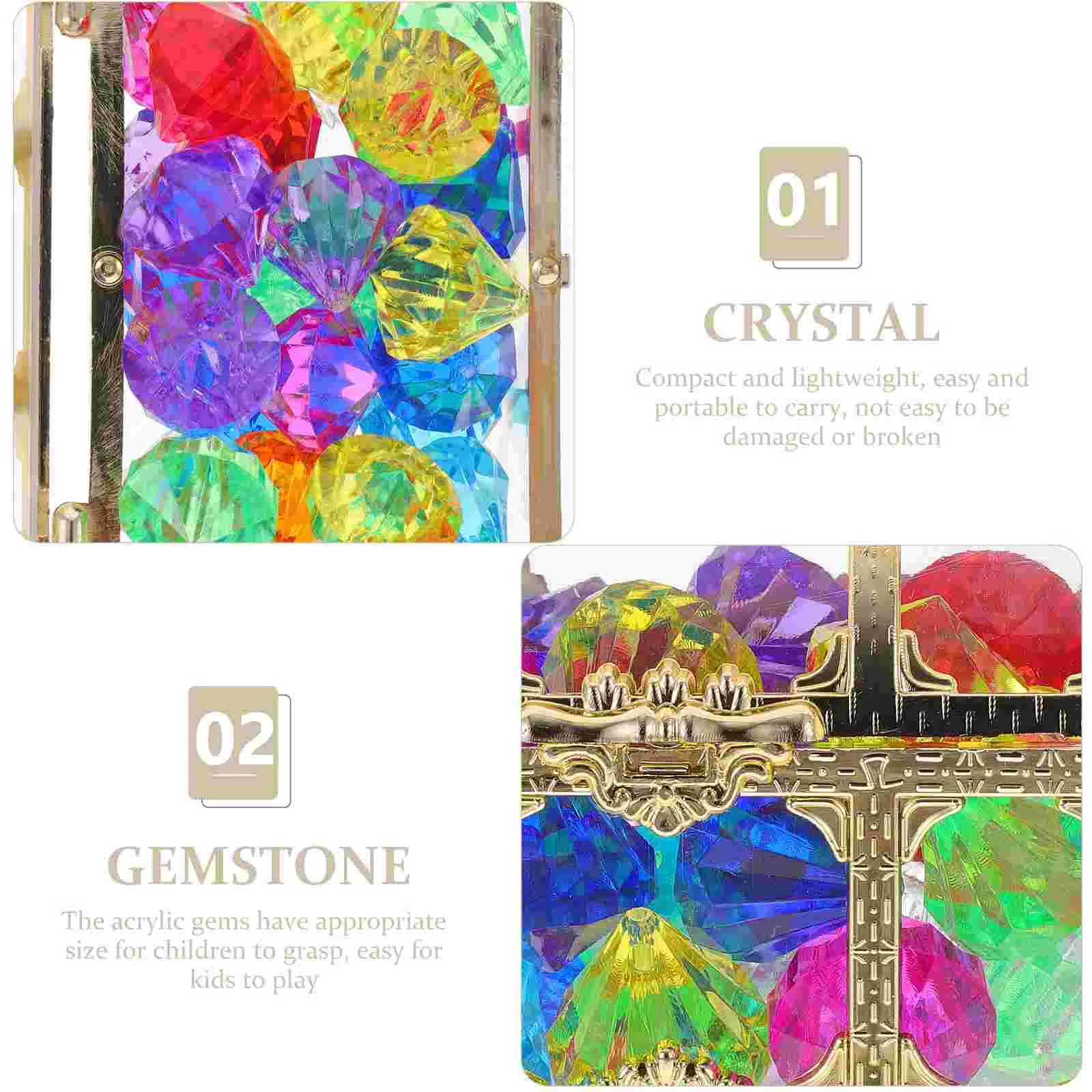 Crystal Box Treasure Kids Toys Acrylic Colorful Diamond Gems Plastic Large Jewels Big Child 4