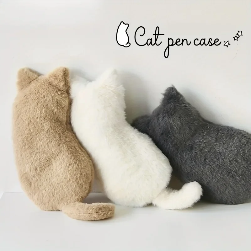 Cute Plush Cat Shaped Pencil Case, Large Capacity Stationery Storage Bag, New Year's and School Start Season Gift Cute Bag