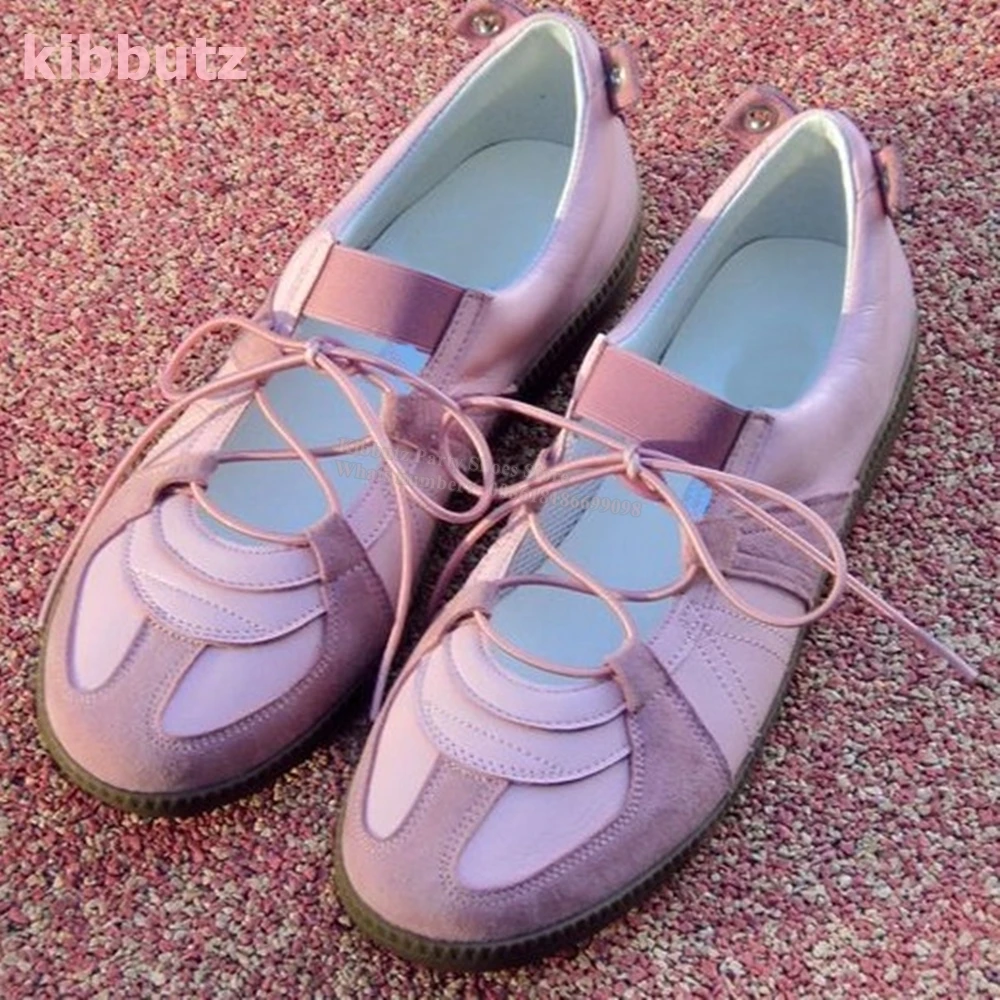 Mary Jane Ballet Pumps Round Toe Flat With Mixed Color Genuine Leather Straight Strap Slip-On Fashion Elegant Concise Shoes New