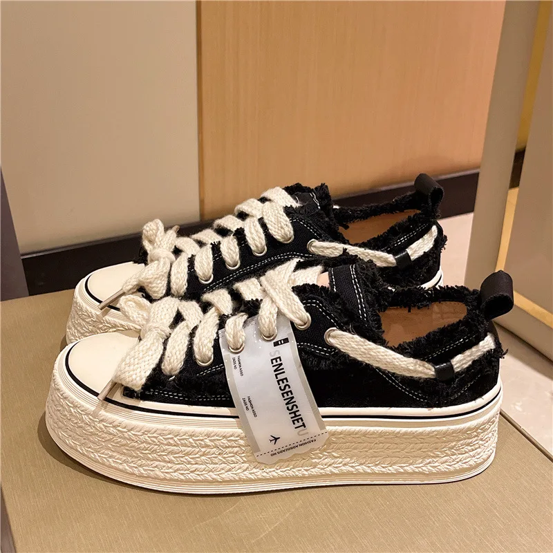 Womens Style Breathable Floral Canvas Shoes Autumn Thick Platform All-match Student Sneakers Zapatillas Mujer 3