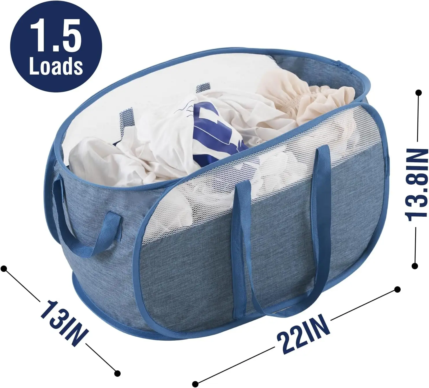 Foldable Pop-Up Laundry Hamper with Reinforced Handles for Home and Travel
