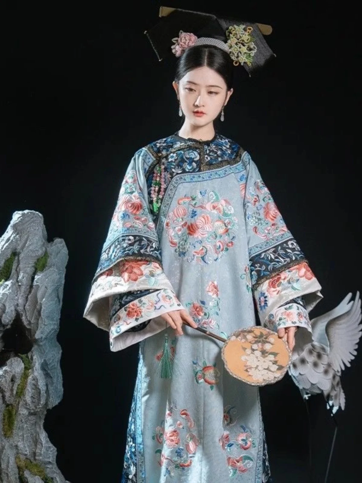 

Women's Han Chinese Clothing New Qing Dynasty Imperial Concubine Style Printed Placket Cappa Pluvialis Wear