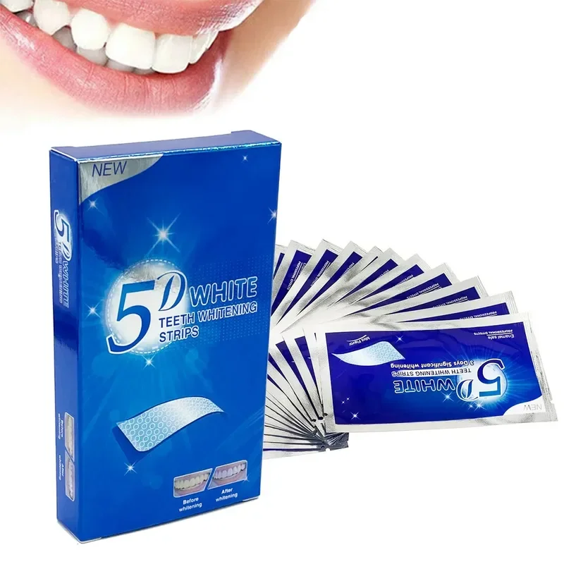 5D Whitening Teeth Strip Mint Scented Tooth Whitener Gel Strip Oral Hygiene Care Dental Cleaning Kit False Teeth Bleach Tape teeth whitening gel,teeth whitening kit,teeth whitening strips