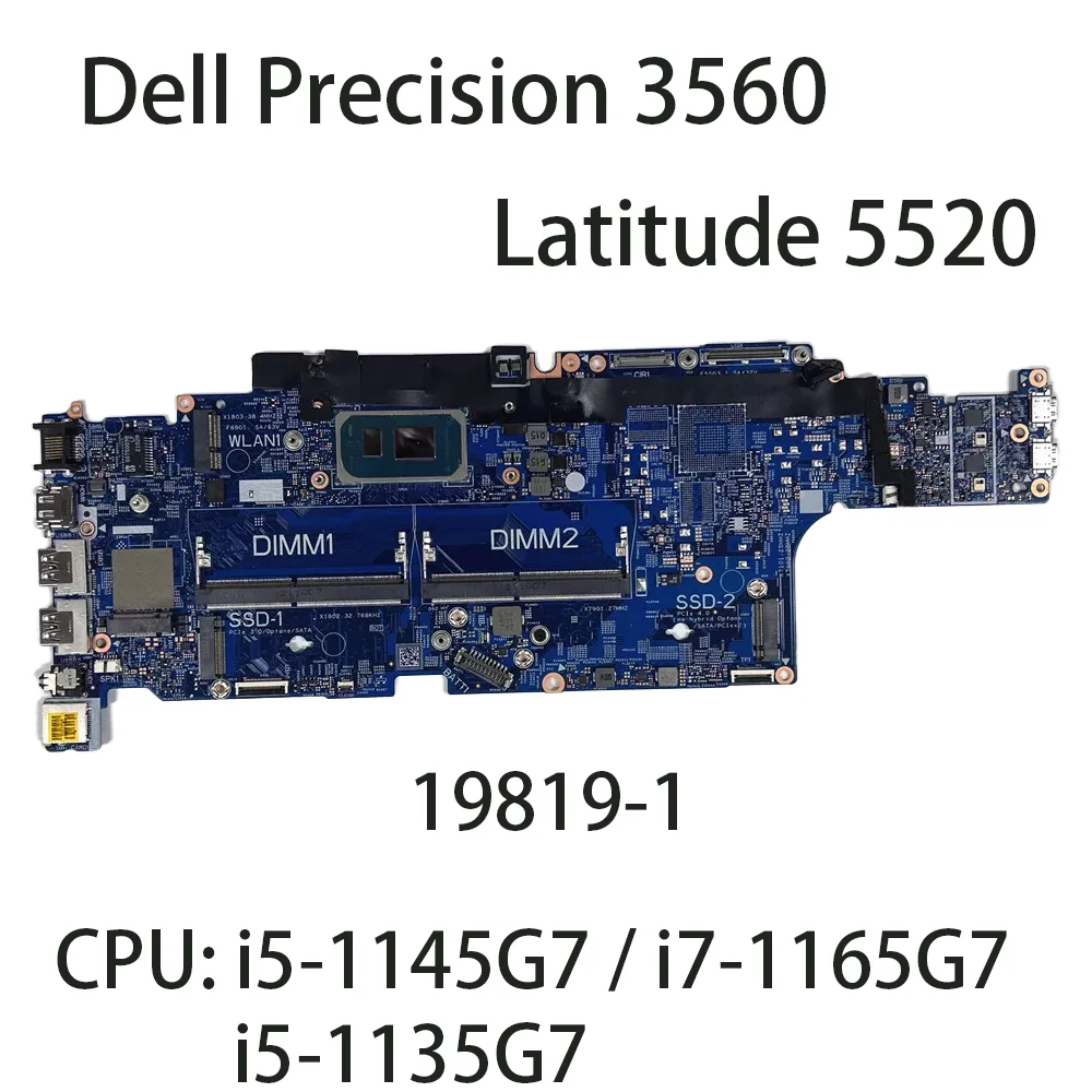 For Iconic Brand Precision 3560  Latitude 5520 Notebook  Laptop Mainboard 19819-1 With CPU:i5-1145G7 i7-1165G7 Motherboard 063MV5 73T17
