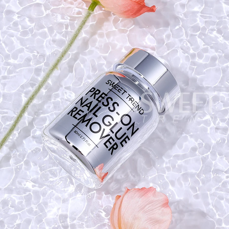 80ml Press-on Nails Sponge Remover Solution Quick Gentle No Damage Reusable Nails Gel Polish Remover Tools for False Nail Tips