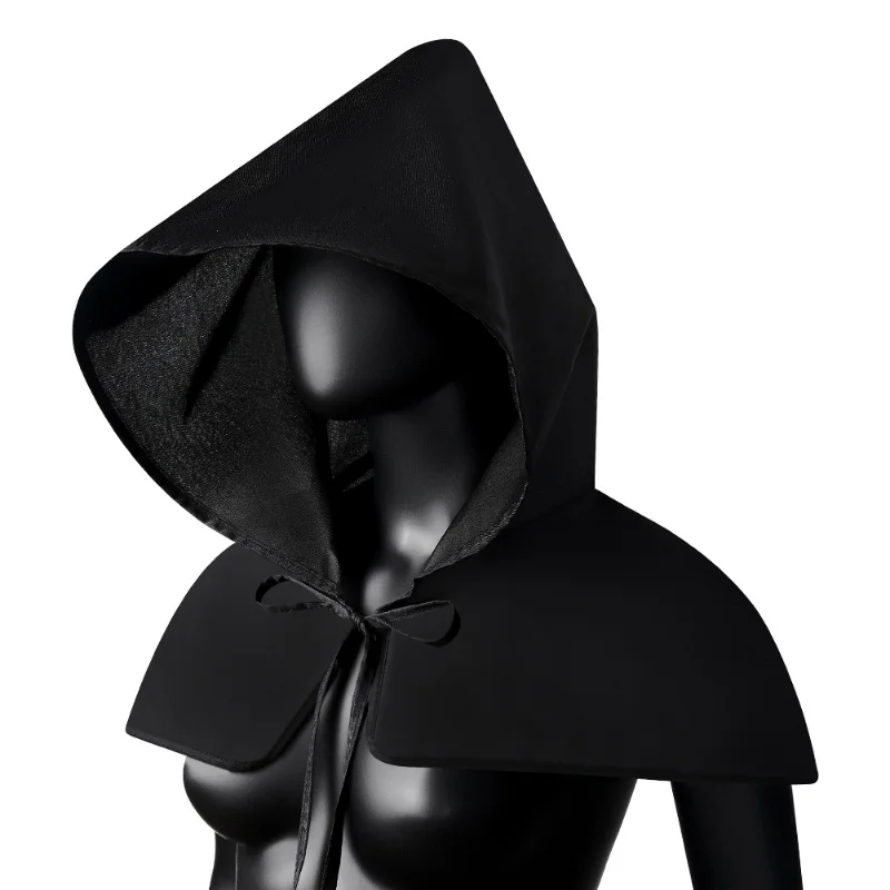 Gothic Punk Hood Cowl Halloween Assassin Costume Accessory Carnival Cosplay Horror Cotton Hat Mask Men Women Black Retro