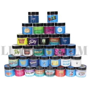 플라스틱 빈 밀폐 상자, 건조 허브 꽃 보관 용기, 둥근 투명 항아리 스티커 세트, 담배 왁스 오일 크림 밤, 50ml, 3.5g