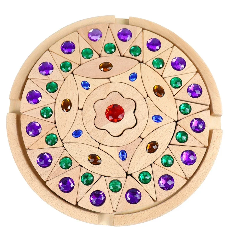 

Wooden Gem Blocks Rainbow Stacking Toys Bricks Blocks Kids Creative Game Blocks Montessori Educational Toys for Children