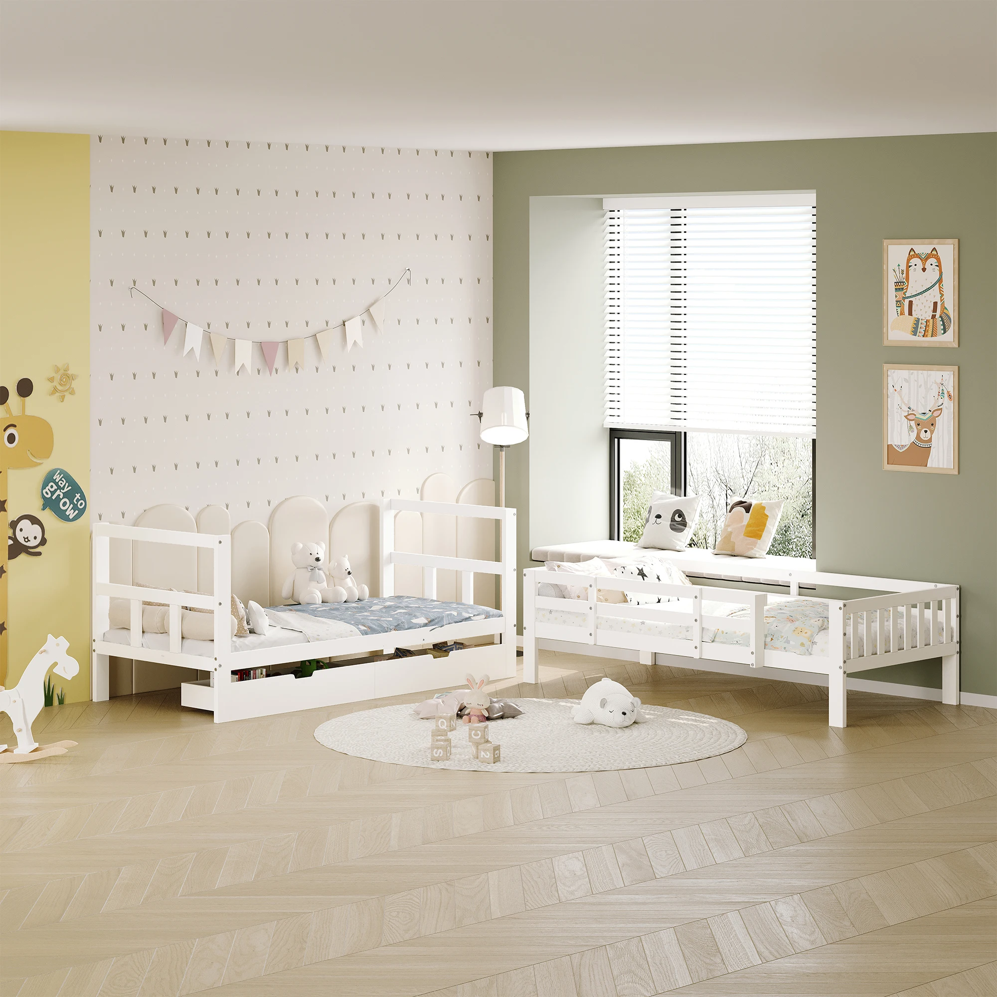 Letto a castello 90x200 cm, lettino per bambini, letto funzionale, con