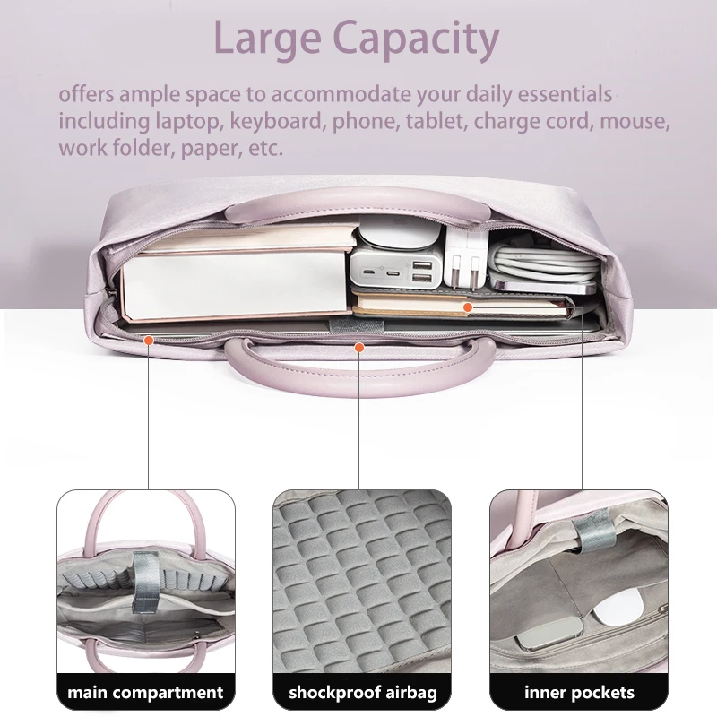 Mala de Transporte Feminina para Laptop Bolsa Pasta Macbook Air Pro 13 14.2 Huawei Xiaomi Lenovo Dell Asus Acer hp 13.3 14 Polegadas - Imagem 3
