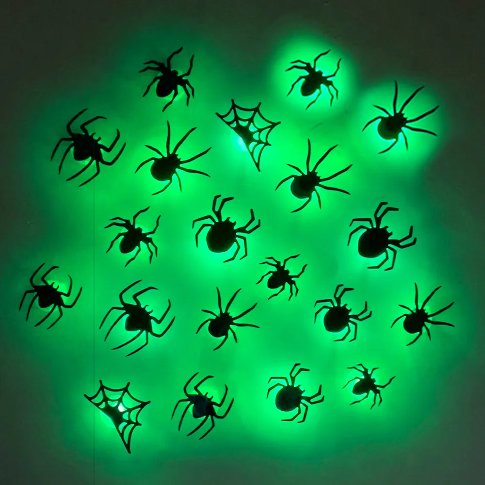 Halloween Bat/Spider Decor Night Light 3D Purple/Green Lights Wall Sticker for Self-adhesive Decor Halloween Party Decoration