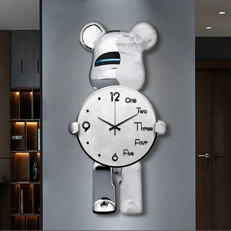 Grandi orologi da parete orso creativo orologio da parete digitale silenzioso orso violento orologio da parete silenzioso Decor decorazione soggiorno di lusso