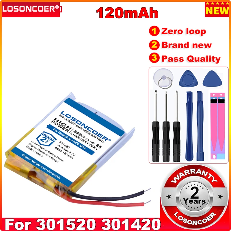 

1pc 120mAh 301420 3.7V 301520 compound lithium battery MP3 Bluetooth headset small toys