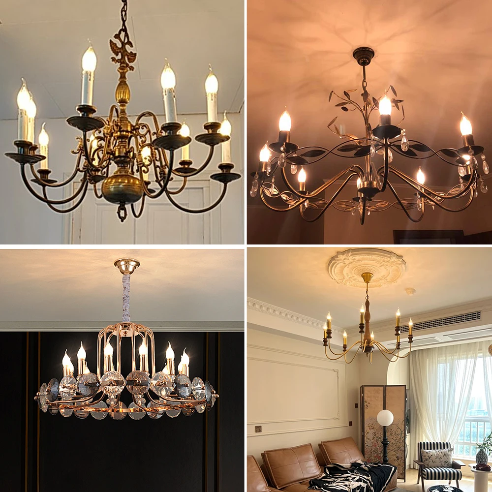 LED Filament Bulb 4W Edison C35 E14 E12 2700K Warm White Retro Amber Glass Light Bulbs 220V 110V Incandescent Replacement Lights - Image 5