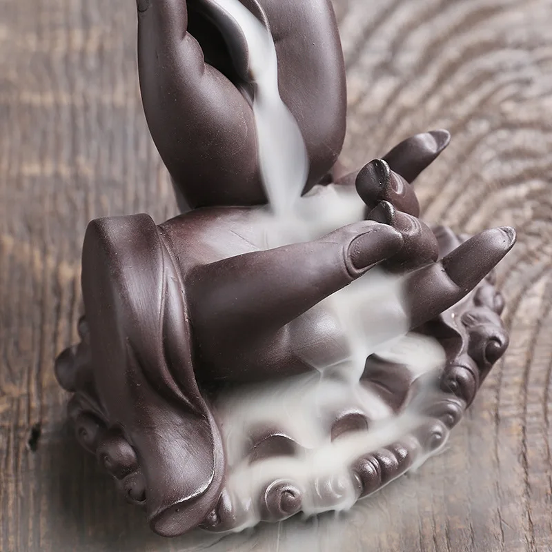 1pc, Lotus Waterfall Incense Holder Ceramic Handicrafts, Aromatherapy for Home Decor, Office, Yoga, Relaxation (Without Incense）