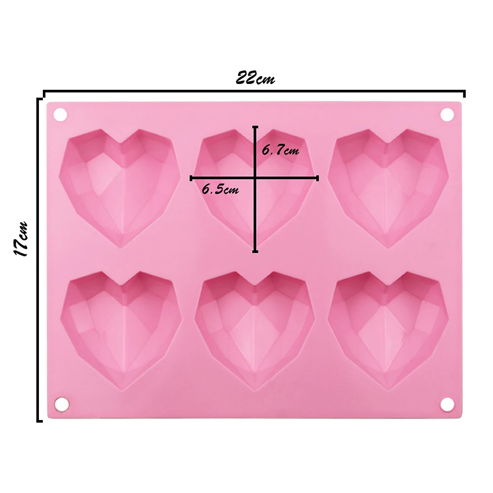 6-Cavity Heart Shaped Silicone Mold for Chocolate, Mousse, Hot