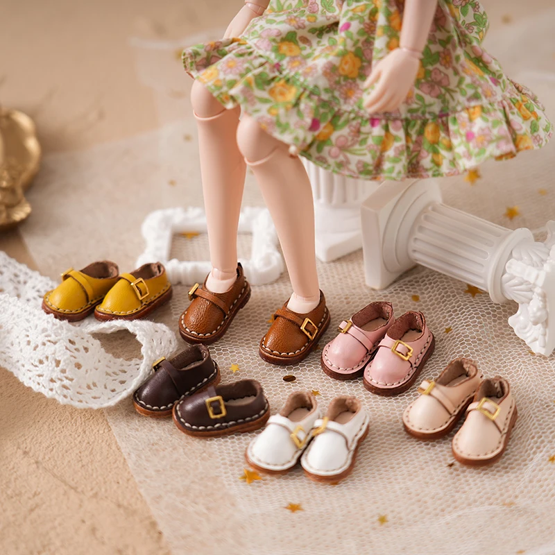 Blythe Small Doll Shoes Accessories Ob22/24 Azone 1/8 Doll Shoes Pastoral Shoes Cow Leather dbs 1 6 blyth doll 1 8 middie doll rabbit shoes for joint body azone body icy doll kind of three colors