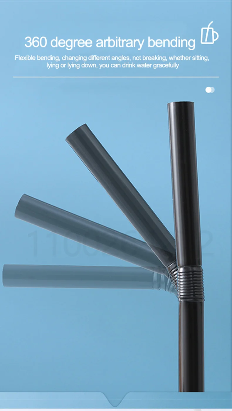 Description Picture 6 of itemBlack Disposable Straws Flexible Drinking Straws Plastic Curved Bendable Drink Tube Reusable Straw Wedding bar Party Accessories