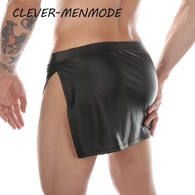Men's Sexy PU Leather Side Opening Skirt