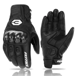 Waterproof Breathable Full Finger Goatskin Leather Motorcycle Gloves - XXL (SU07 Black)