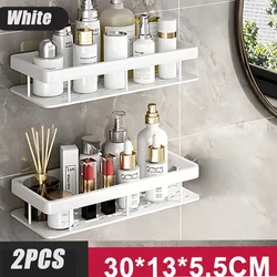 Aluminum Alloy No-Drill Bathroom & Kitchen Organizer Shelf (A-White-2PCS)