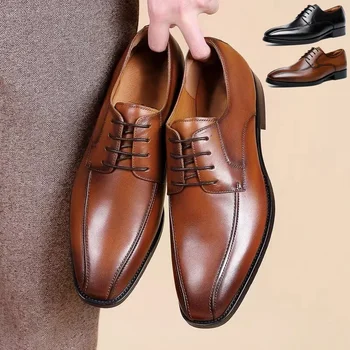 Whoholl Brand Oxford Shoes Patent Calfskin Leather Brogue Dress Shoes Classic Business Formal Shoes Man Handcrafted Mens 2024 1