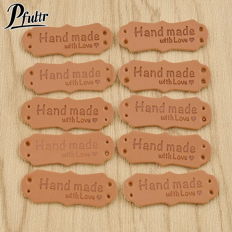 50Pcs PU Leather Tags Handmade Labels Sewing Craft DIY Knittin Tags Unique Design Handmade Crafts leather labels leather tags sewing labels