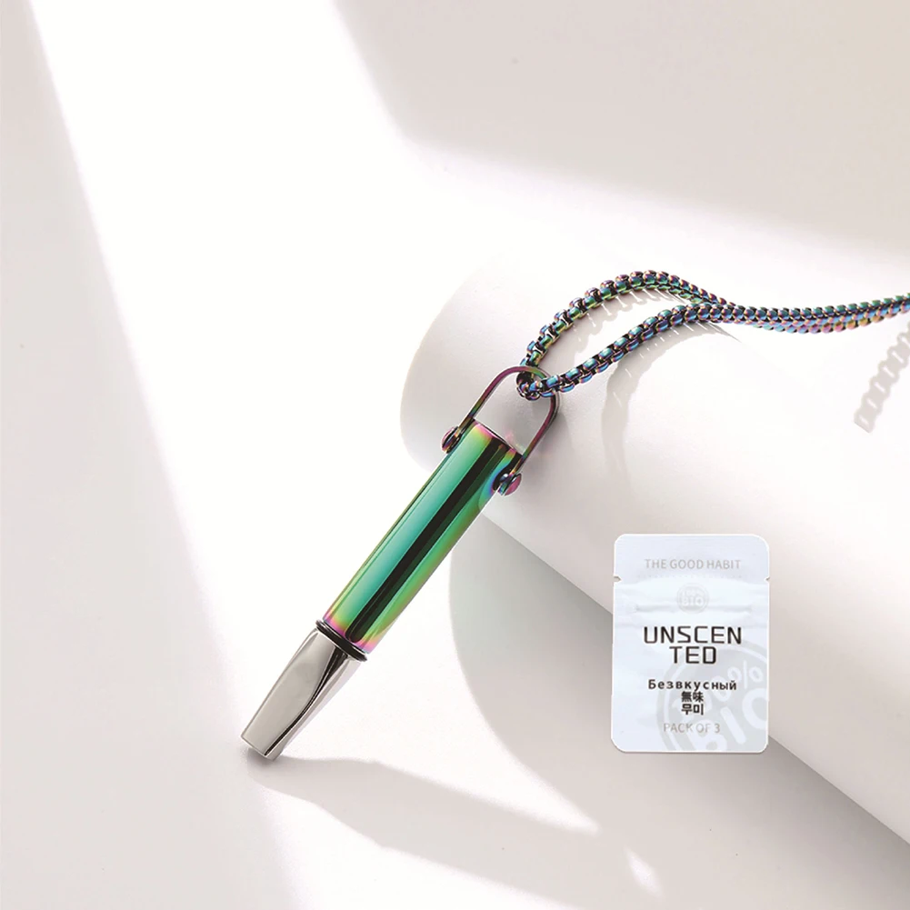 Stainless Steel Breathing Resistance Whistle Necklace for Anxiety Relief