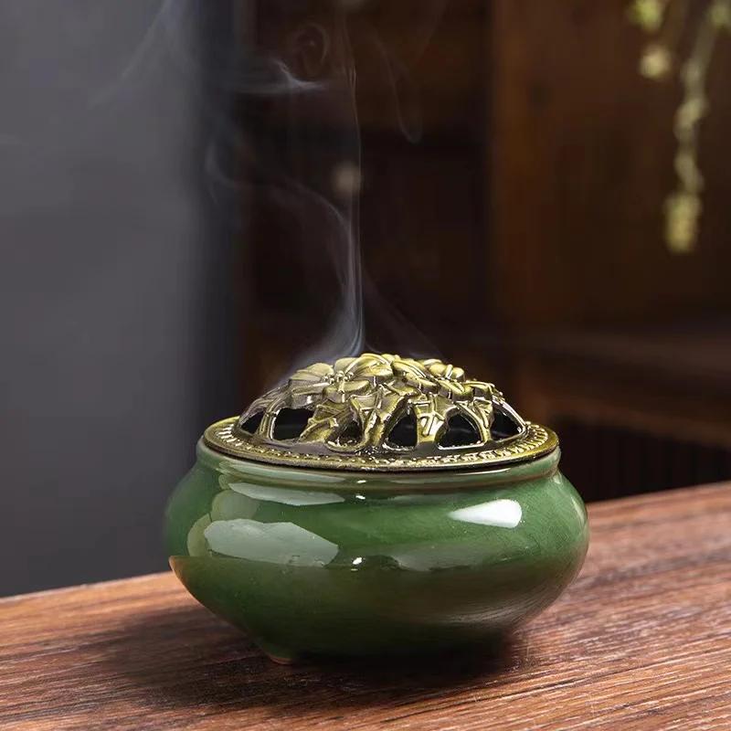 Bruciatore D'Incenso In Lega Di Rame A Forma Di Loto - Vintage Per Coni Da Aromaterapia - 6