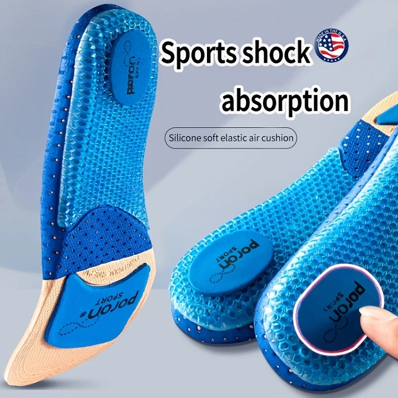 Silicone Insoles for Shoes Men Women for Feet Shock-absorbing Baskets Sport Running Shoe Sole