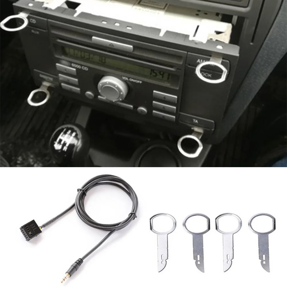 

1x MP3 Audio Input Auxiliary Cable Adapter + 4x Removal Kit For Car PC Laptops Or DVD Players For Ford 5000 CD 6000 CD 6006 CDC