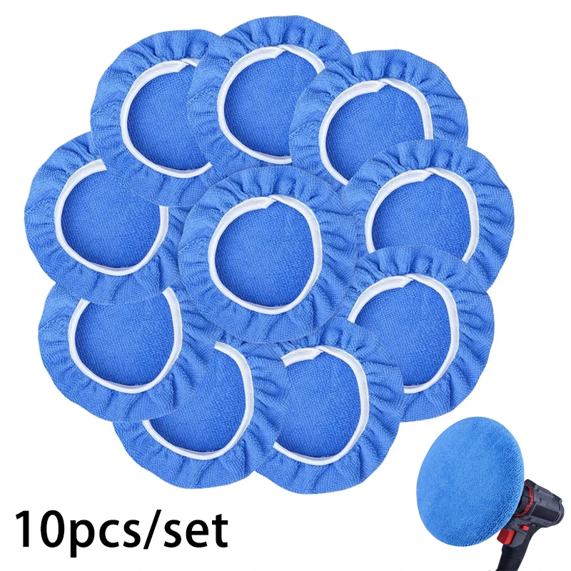 

10/14pcs Soft Car Microfiber Polisher Bonnets Blue Car Dedicated Polishing Pad Cover (5 to 6 Inches)