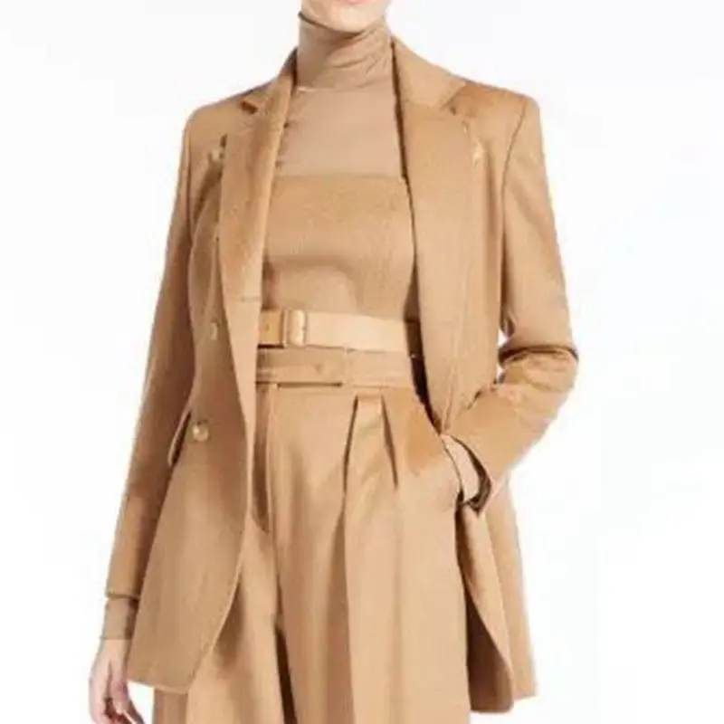 

Coated Women's 2023 Autumn/Winter New Design Sense High end Atmosphere Double breasted Khaki Black Fabric Short Coat