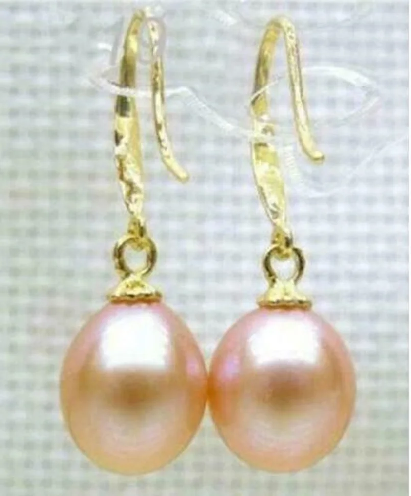 

Новые AAA +++ 8x10 мм Южно-китайские морские розовые идеальные жемчужные серьги из 14-каратного золота