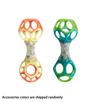 Baby Teether Rattle Barbell Toy – 3M+ Sensory Shake Toy (Random Color) 1