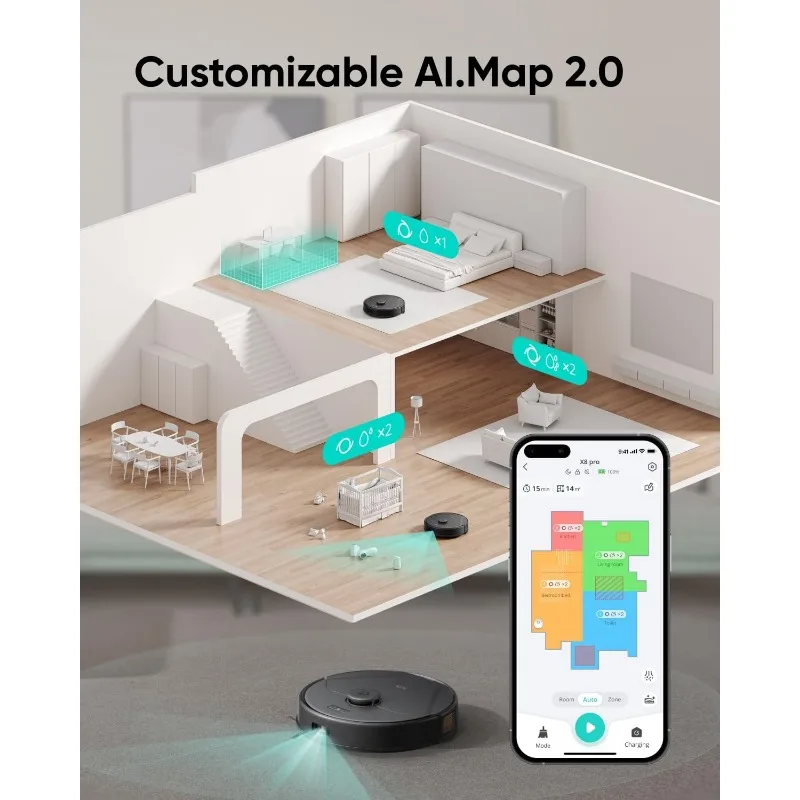 eufy X8 Pro Robot Vacuum, Twin-Turbine 2&times; 4,000 Pa Powerful Suction, Active Detangling Roller Brush, and iPath Laser Navigation