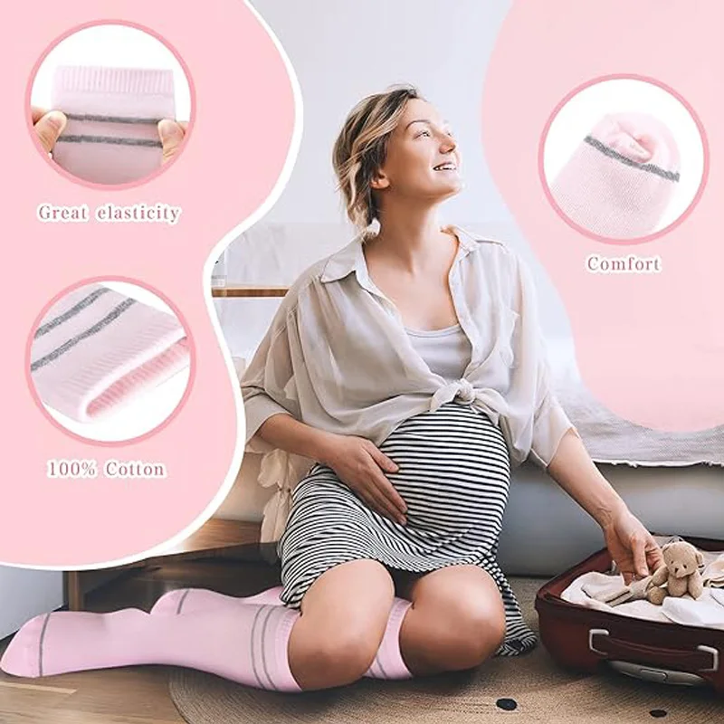 2 Pairs/4PCS  Maternity Compression Socks 20-30 mmHg Pregnancy Compression Socks Knitted Compression Socks for Women 6
