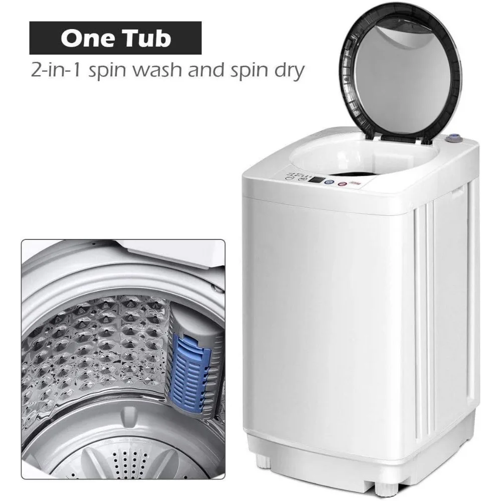 Washing Machine with Built-in Pump Drain 8 LBS Capacity Compact Laundry, Washing Machine 3
