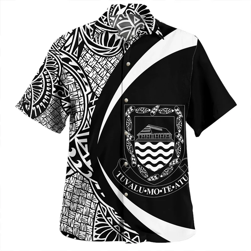 

Summer Vintage 3D Polynesian Tuvalu Emblem Printed Shirts Tuvalu Flag Graphic Short Shirts Men Fashion Streetwear Shirts Blouses