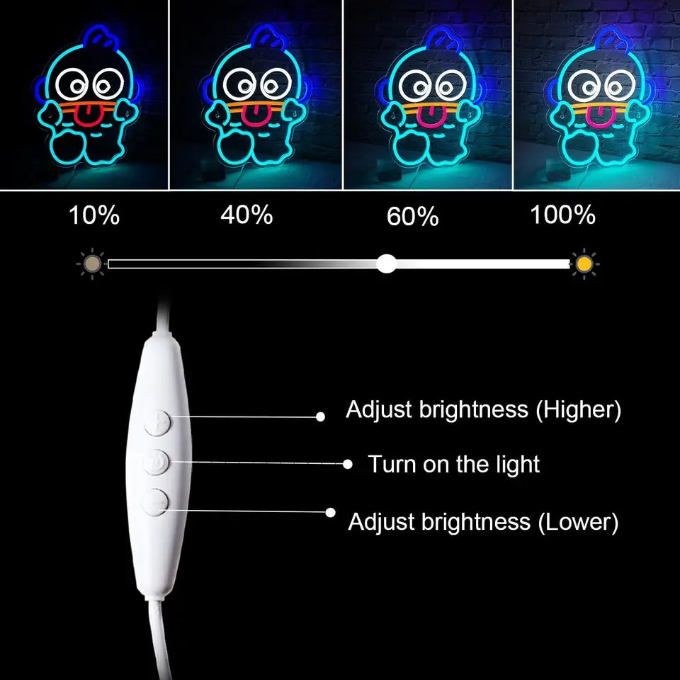 Sanrio Hangyodon Cartoon Neon Light Led Billboard Bar Anime Style