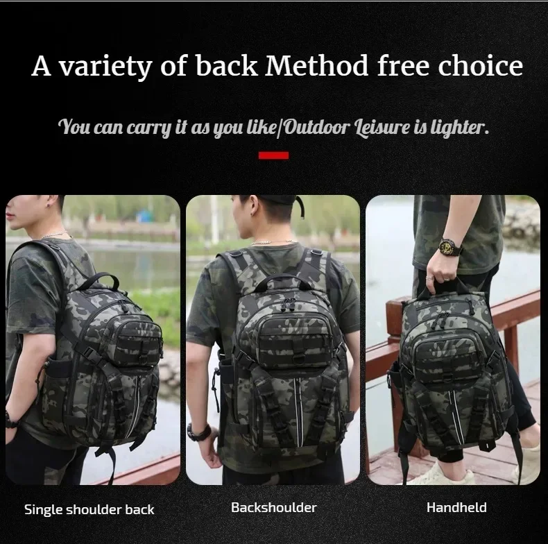 Description Picture 5 of itemMen's fishing lure rod luggage camping mountaineering backpack hunting multi-functional military tactical fishing shoulder bag